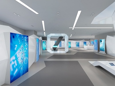3d现代科技馆展厅模型