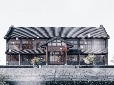 中式酒店古建筑商业楼模型3d模型