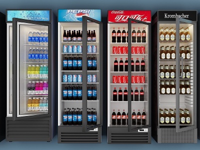 3d现代冰柜饮料机组合模型