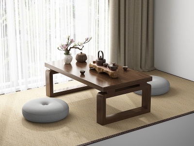 3d新中式茶桌模型