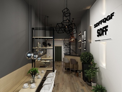 3d咖啡店工装空间模型