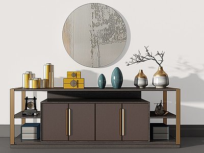 3d新中式装饰柜模型