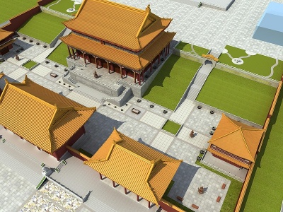 新中式寺庙模型3d模型