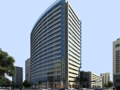 3d现代街道办公楼模型