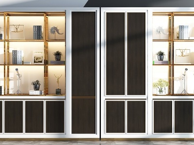 3d现代装饰柜书柜组合模型