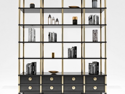 现代轻奢书柜装饰柜模型3d模型