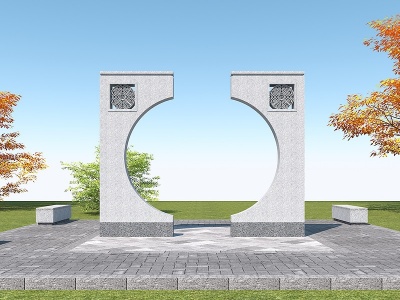 3d现代石雕拱门模型