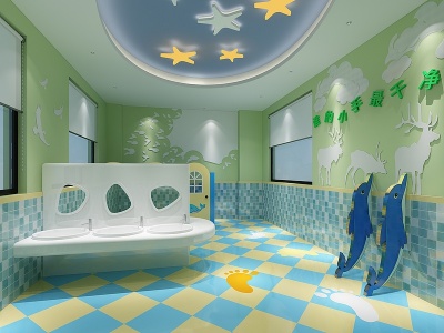 3d幼儿园卫生间模型