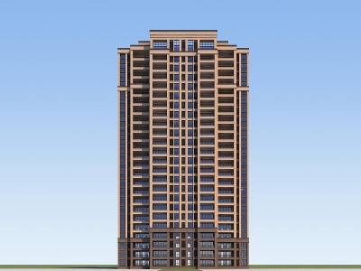 3d现代高层住宅外观模型