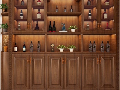 3d新中式酒柜装饰柜模型