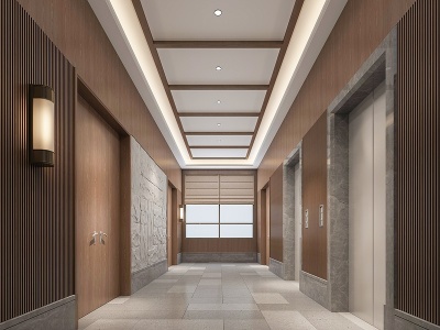 现代酒店电梯间模型3d模型