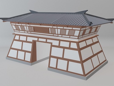 3d中式古建门楼模型