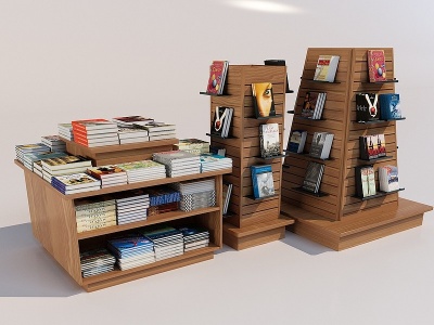 3d现代书店柜架模型