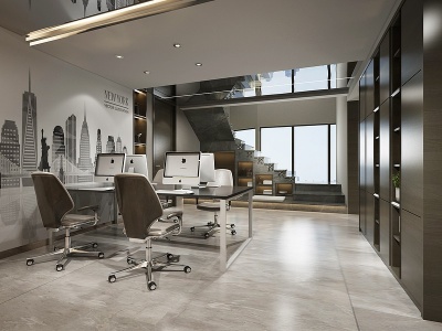 3d现代办公室办公桌模型