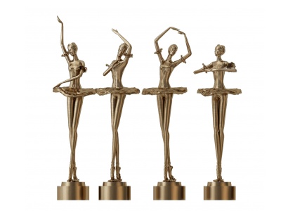 3d现代金属女性舞者雕塑模型