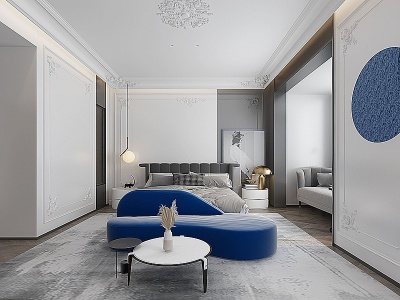 3d现代欧式法式卧室模型