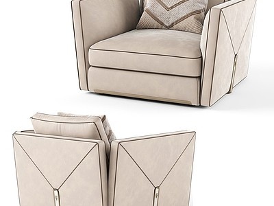 3d现代轻奢单人沙发模型