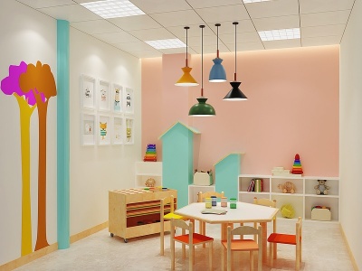 现代幼儿园教室活动室模型3d模型