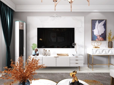 3d现代客厅沙发组合挂画模型
