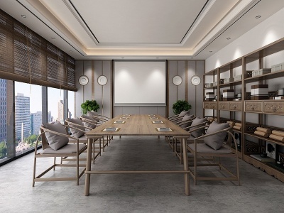 新中式会议室柜子模型3d模型