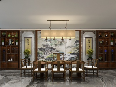 3d中式新中式茶室模型