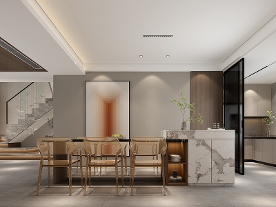 3d现代家居餐厅模型