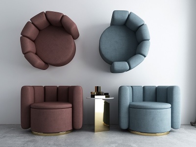 3d新中式现代单人沙发椅子模型