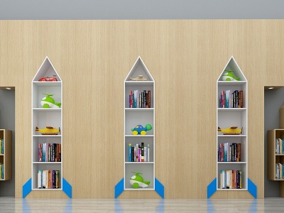 3d现代北欧儿童书柜装饰柜模型