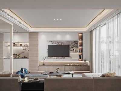 現代客廳家居樣板房3d模型