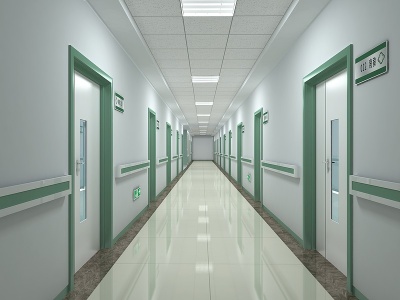 3d现代医院走廊模型