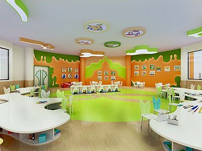 3d现代幼儿园儿童娱乐室模型