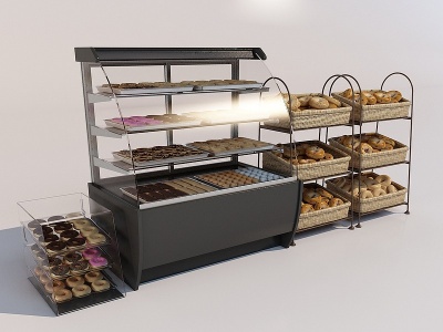 3d现代面包店食品柜模型