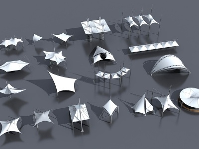 现代雨棚雨篷遮阳棚模型