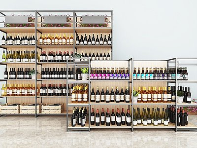 3d现代超市酒货架模型