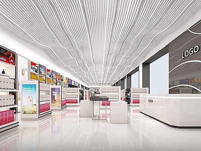 3d现代风格机场免税店模型