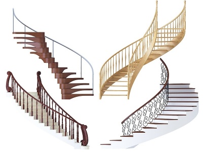 3d现代楼梯组合模型
