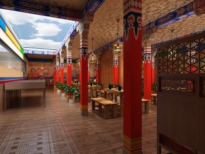 3d藏式餐厅模型