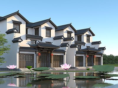 中式别墅古建住宅模型