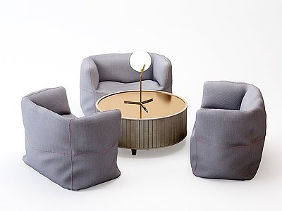 3d现代单人沙发台灯模型
