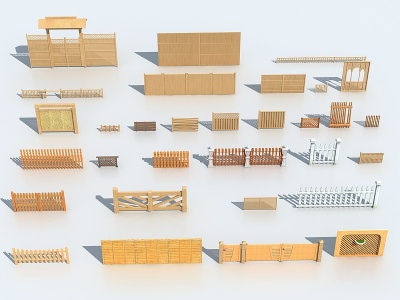 中式栅栏围栏模型3d模型
