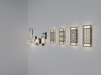 3d新中式壁灯模型