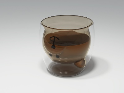 现代小熊玻璃杯水杯卡通模型3d模型