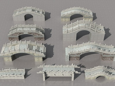 中式石拱桥模型3d模型