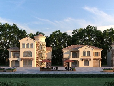 3d欧式西班牙别墅模型