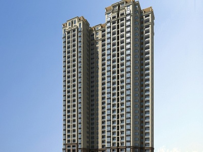 3d欧式高层住宅楼模型