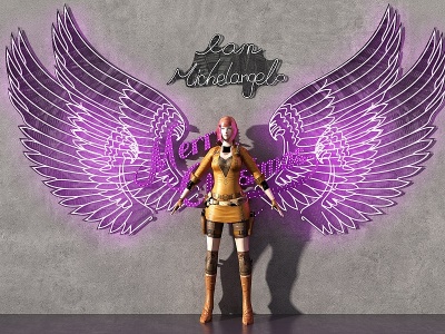 天使翅膀橱窗夜店霓虹灯模型3d模型