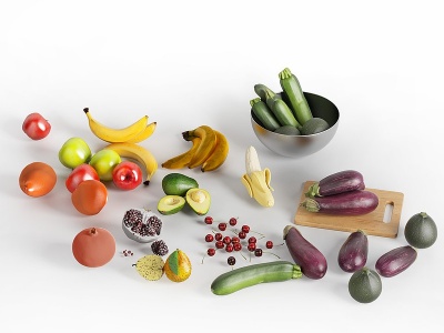 現代蔬菜水果組合模型3d模型
