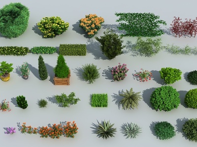 3d现代灌木花草绿植模型