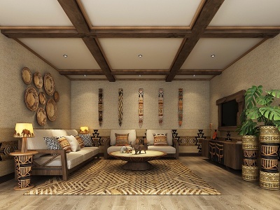 3d现代主题客厅接待室模型
