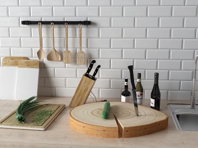 北欧菜板刀具模型